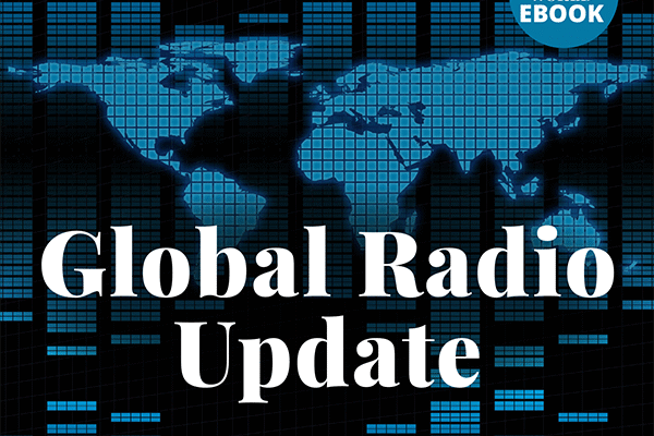 Radio World Logo with flat map of the world under - text saying Global World Update